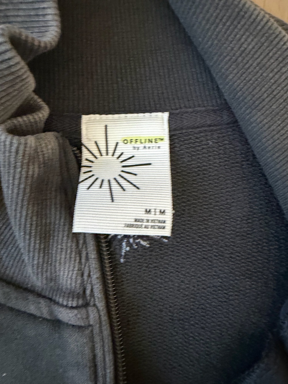 aerie Washed Charcoal Cropped Half-Zip Turtleneck Sweater - Picture 3 of 3